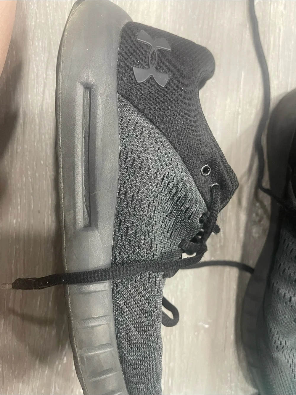 Under Armour Black and Dark Gray Knit Training Sneakers